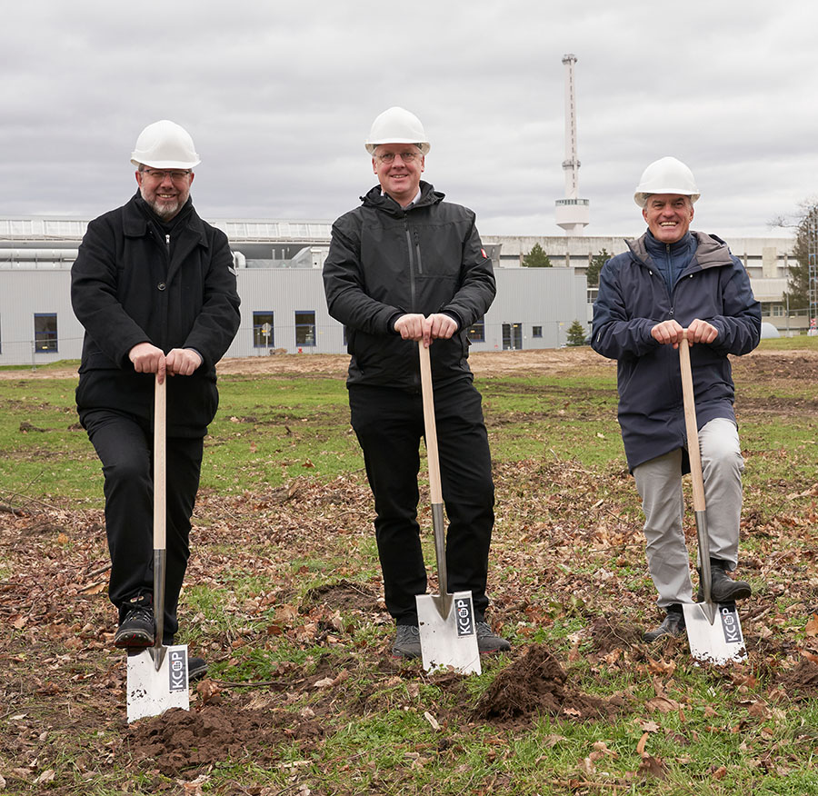 KCOP Groundbreaking at January 16, 2023; On the picture from left to right: Rainer Moh, Prof. Dr.-Ing. Christian Koos, Dr. Lothar Hahn